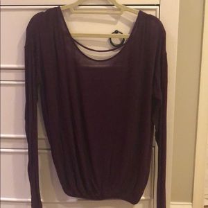 Free people open back long sleeve top in plum
